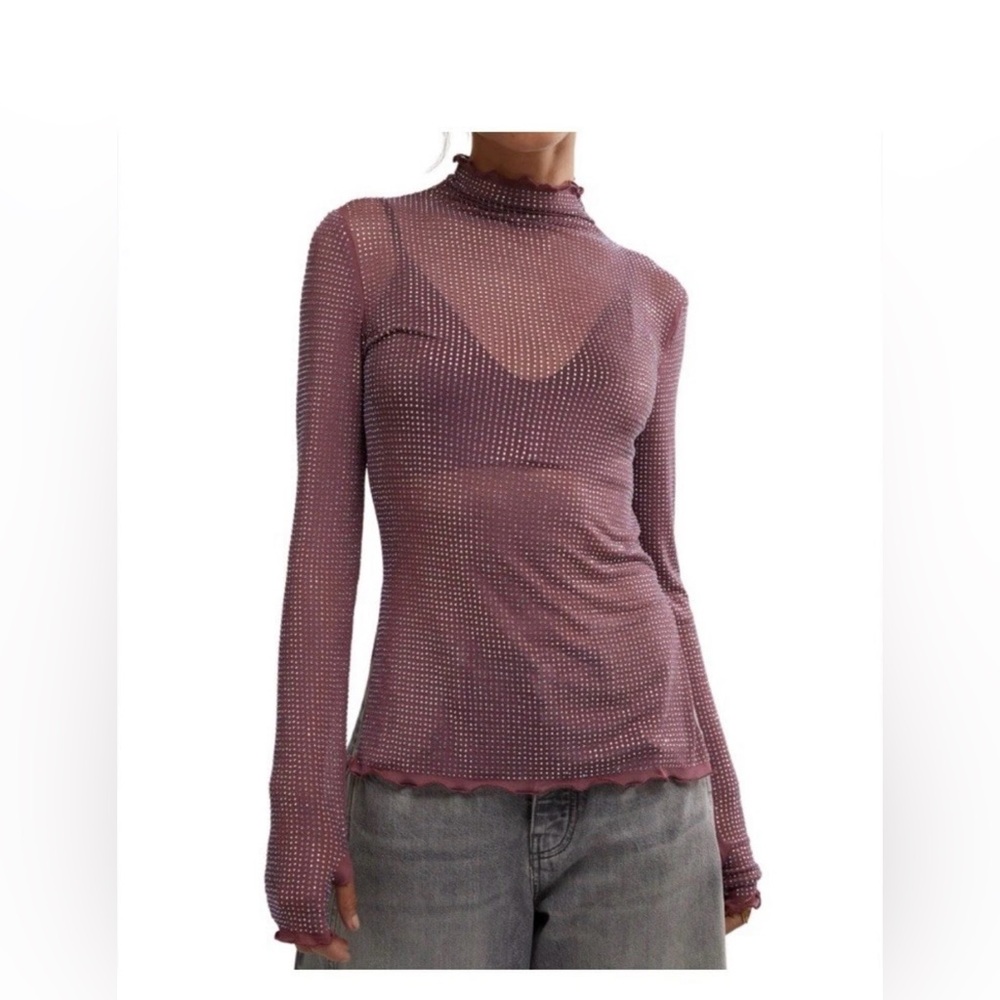 NWT Free People Dance All Night Crystal Top Misty Mauve Size XS